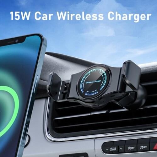 15W Wireless Car Charger Phone Holder for iPhone 11 12 Pro Max XS Wireless Charging Car Induction Charger Mount for Samsung S20