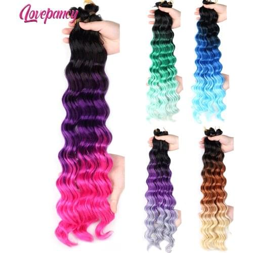 22 Inch Deep Wave Crochet Braids Hair Synthetic Extensions Braiding Hair Brown Blonde Black Bulk Braids Omber Hair Extensions