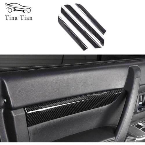 4 pieces Carbon fiber color Door internal cover Fit For Mitsubishi PAJERO 2007-2019