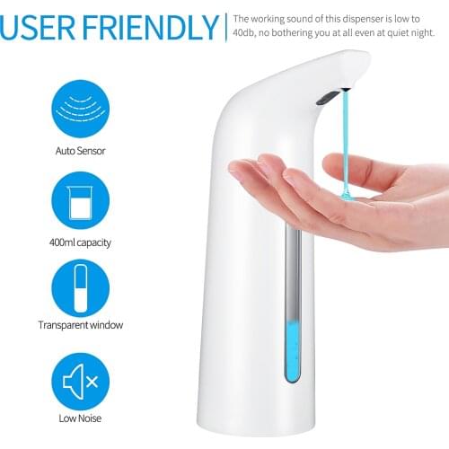 400ML Automatic Soap Dispenser Hands-Free Non-contact Disinfectant Bathroom Dispenser Sensor Kitchen Liquid Soap Dispenser