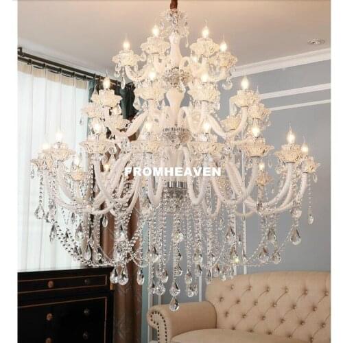 Free Shipping Modern Clear White Chandelier Living Room Hotel Double Layer Chandelier K9 Deco Luxury Chandelier Crystal Lighting