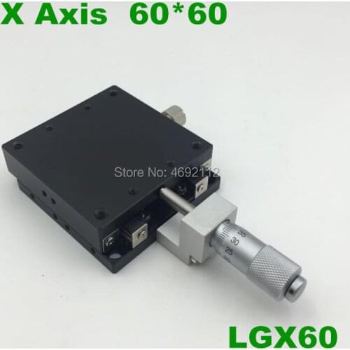 Free shipping X Axis 60*60mm Sliding Stage Roller Guide Rail Micrometer high precision Sliding Table Platform LGX60-R-C-L