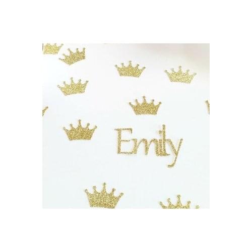 Glitter Custom name with crowns girl princess Birthday Confettis for Baby Shower Table Decoration party wedding scatters cards