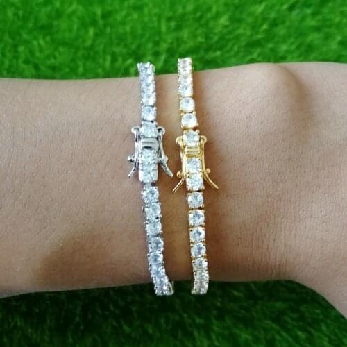 3mm Bling Iced Out Fashion 7inch 8inch Brass Bracelet Mens CZ Jewelry BB019