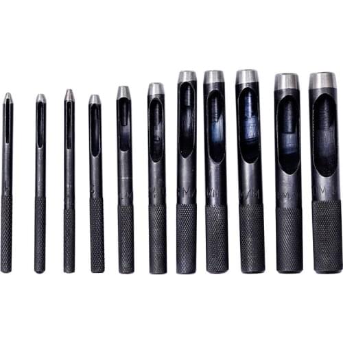 LMDZ 11pcs/set Leather Tools Leather Punch Leathercraft Hole Set Shank Hollow Puncher Leather Craft Hollow Puncher Belt Punch