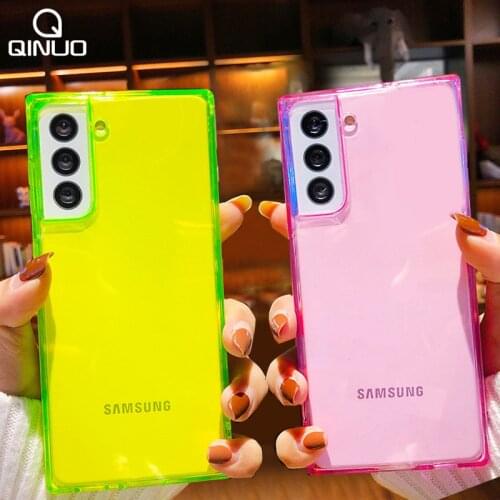 INS Fluorescence Clear Case For Samsung Galaxy S21 S20 FE S10 E S9 Plus Note 20 Ultra A10 A20 A30 A50 A70 A51 A71 Silicone Cover
