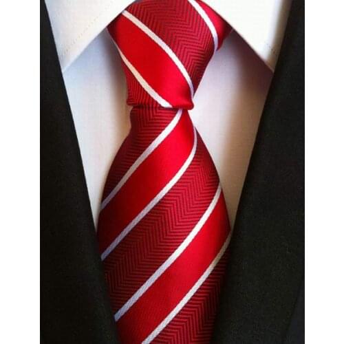 SKng Fashion Mens Suits Necktie Polyester Silk Stripes Red White Dots Gravata for Mens Suit Business Classic Neck Tie