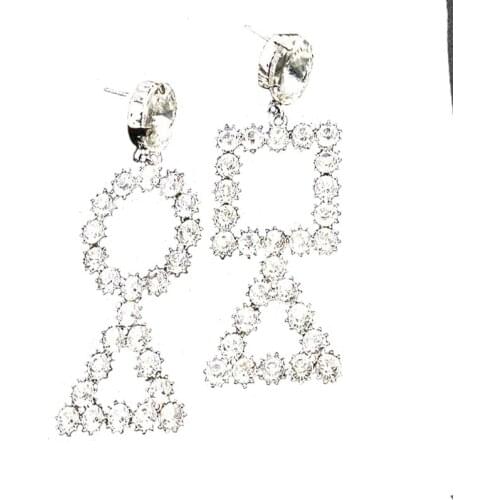 Geometrical Shape Punk Style Exaggerated Personality crystal rhinestones drop Triangle Earrings bride party jewelry accessories