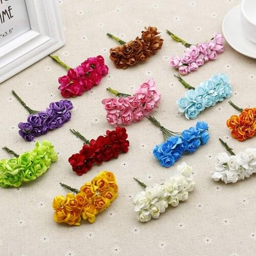 Hot 1.5cm Multicolor PE Rose Foam Mini artificial silk flowers Bouquet/wedding decorative flowers wreaths (12pcs/bunch) PMH001