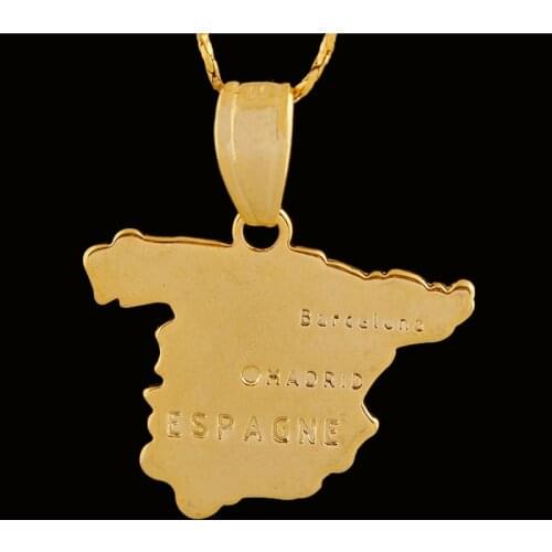 Classic Copper Titanium Alloy Spain Map Pendent Necklace Spanish Maps Necklace for Women Men Girls Neck Jewelry Gift 2021 Trend