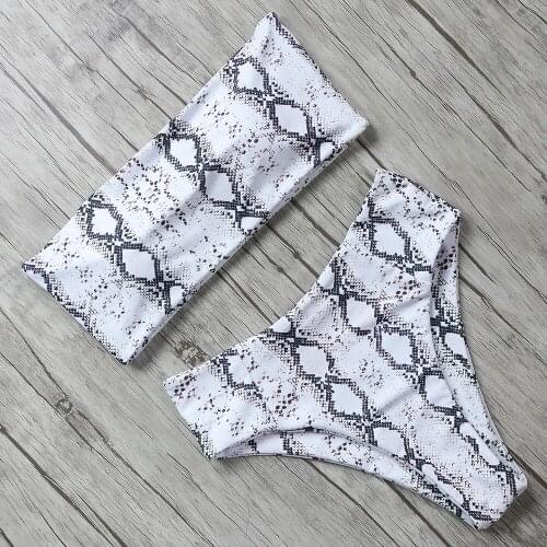 Hot Bikini 2020 Sexy Bandeau Bikini Set Women Swimwear High Waist Bathing Suit Push Up Swimsuit Leopard Print Beach Wear biquini