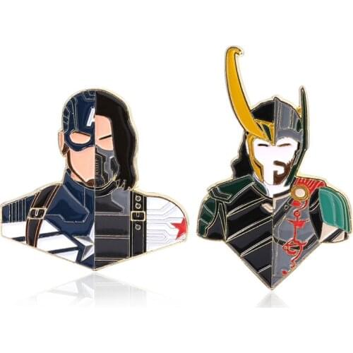 Marvel Avengers Loki Brooch Disney Thor 2 The Dark World Action Figures Loki Captain America Modeling Metal Badge Accessories