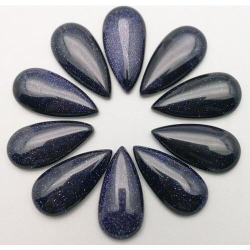 Fashion blue sand stone beads charms 15*30mm CAB CABOCHON teardrop no hole beads Wholesale 20pcs/lot Free shipping