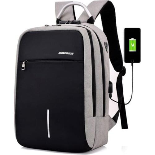 USB charging canvas Mens backpack Multi-function computer backpacks anti-theft password lock travel bags students school bags