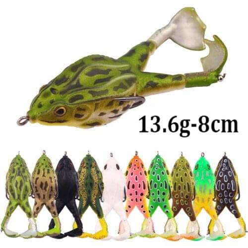 1Pcs or 2Pcs Soft Frog Fishing Lures Double Hooks Floating Water Ray Frog Artificial Fish Lures Soft Bait Fishing Tackle 13g-8cm