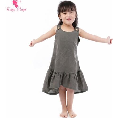 Kaia Angel 2020 New Childrens Wear Baby summer wear casual plain grey ruffled sleeveless lovely girl dress
