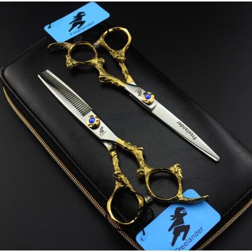 Non-slip Japan Steel 440C Barber Hairdressing Scissors 6 in Salon Cutting Shears Thinning Scissors Professional Hair Scissors