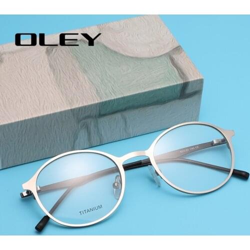 OLEY DESIGN Women Luxury Titanium Alloy Optics Glasses Frames Vintage Round Ultralight Myopia Prescription Eyeglasses Y7710