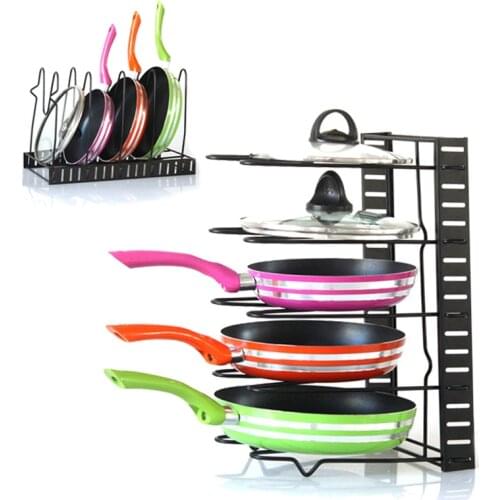Adjustable Dish Rack Pots Pans Bakeware Lid Plate Organizer Pot Lid Holders Pan Rack for Kitchen Organizer Counter and Cabinet
