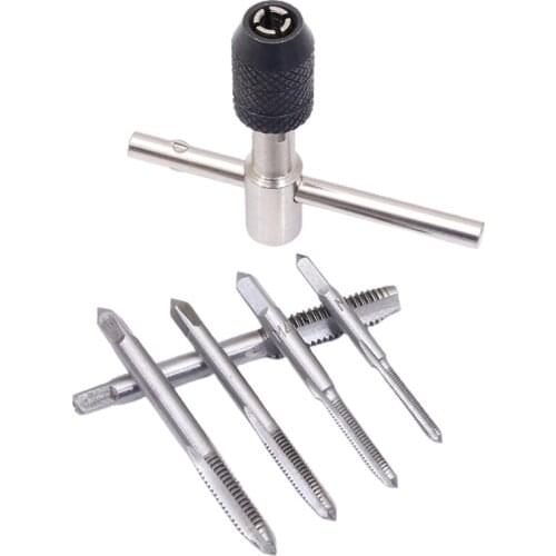 Adjustable T-Handle Ratchet Tap Holder Wrench 6 Pcs for Reamers Screw Extractors