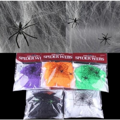 Halloween Spider Web Horror Stretchy Cobweb Scary Party Scene Props for Bar Haunted House Halloween Party Decoration