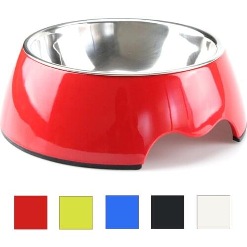 Luxury Stainless Steel Dog Bowl Melamine Portable Water Bowl For Dog Travel Dog Bowl Food Non-slip Bowls For Cats Pink Blue Red
