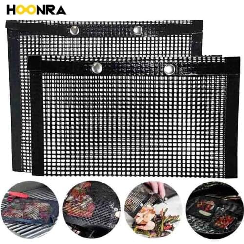 HOONRA BBQ Mesh Grill Bags Non-stick BBQ Mesh Grill Mat Cooking Sheet Easy to Clean Barbecue Bake Bag Outdoor Picnic Tool