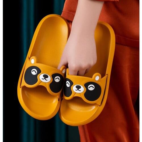 Women Cute Cartoon Slippers Home Soft Sole Anti-slip Thickened Bear EVA Couples Slide Sandals Summer Bathroom Dureble Shoes