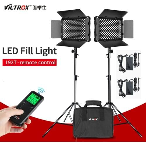 VILTROX VL-S192T LED Video Light Bi-color Dimmable Wireless Remote Panel Lighting Kit + 1.8m Light Stand for Studio Shooting
