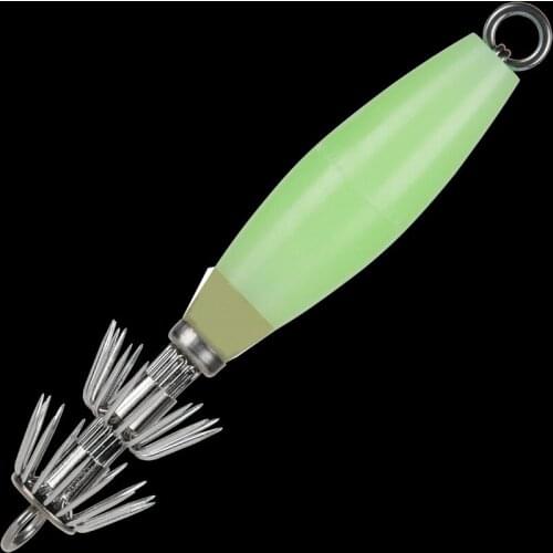 Luminous Squid Hook Umbrella Wooden Shrimp Glowing Sea Fishing Fluorescent Squid Cuttle Sleeve Jig Fishing Bait