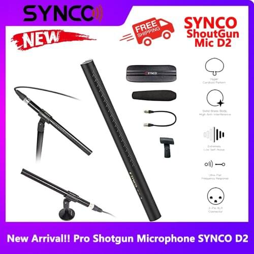 SYNCO MIC D2 Shotgun Microphone Hyper Cardioid Directional with XLR Connector Professional Video Audio Recording for Camcorder
