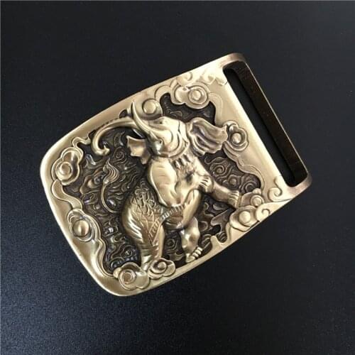 Solid Brass Elephant Belt Buckle Cowboy Jeans Belt Diy Accessories Belts Buckles TOP Quality Luxury Punk Buckle BK0054