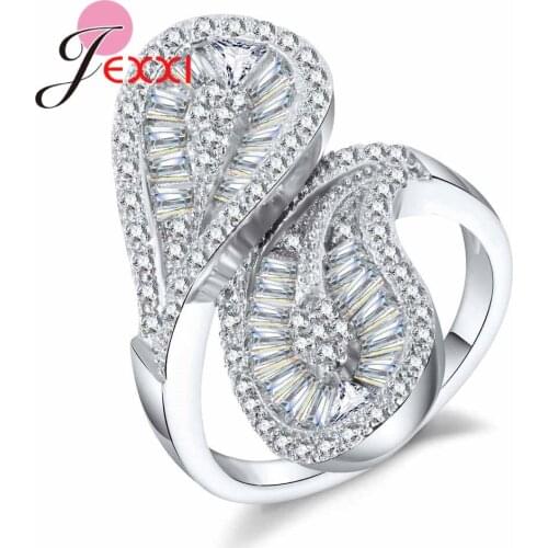 Unique Design Rhinestone Silver color Ring 925 Sterling Silver rings for women girl party gift elegant korean version