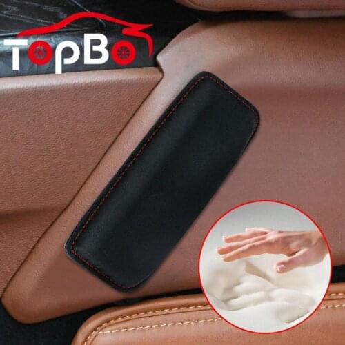 1Pc Universal Car Accessories Cushion Knee Pad Suede Leather Pillow Elastic Memory Foam Leg Pad Auto Car Interior Pillow Pad