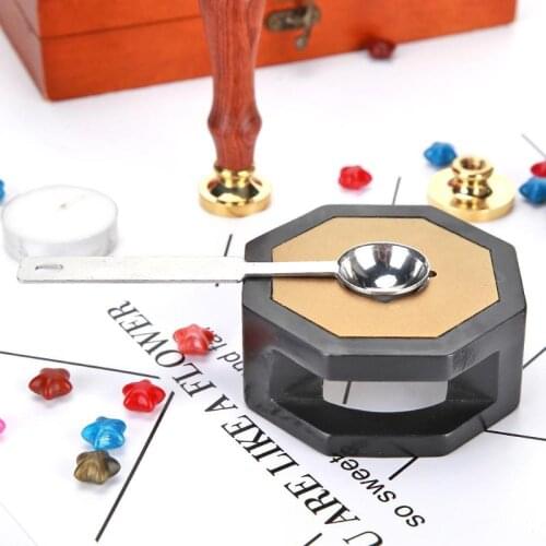 Vintage Stamp Wax Seal Beads Sticks Warmer Wax Melting Glue Furnace Stove Pot Furnace Spoon For Wax Seal Stamp