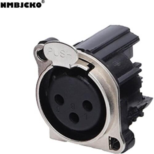 High quality 100pcs/lot XLR 3-Pin Female Metal Panel Mount Chassis Microphone Mic Jack Audio socket with lock