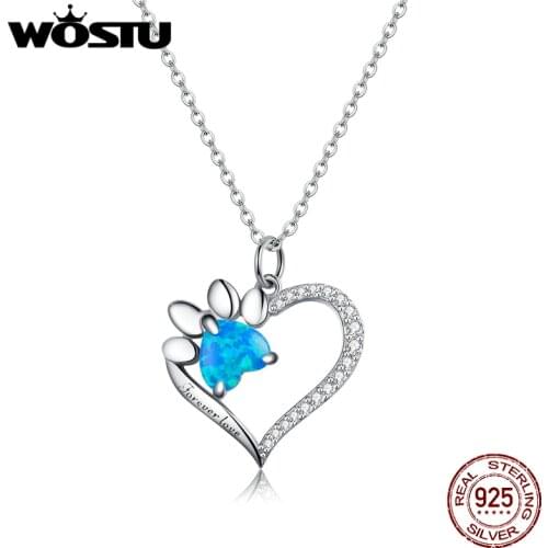 Wostu Heart Trace Love Necklace Summer Series For Women S925 Sterling Sliver Necklace Adjustable Size Fine Jewelry BNN225