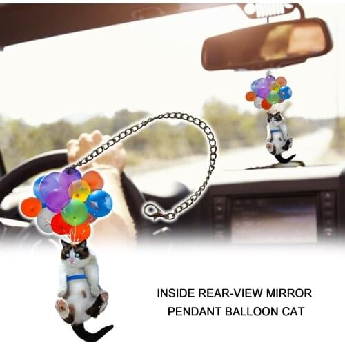 1PC Cute Cat Car Hanging Ornament With Colorful Balloon Ornament Car Interior Decor Car Decoration Car Accessories Aesthetic