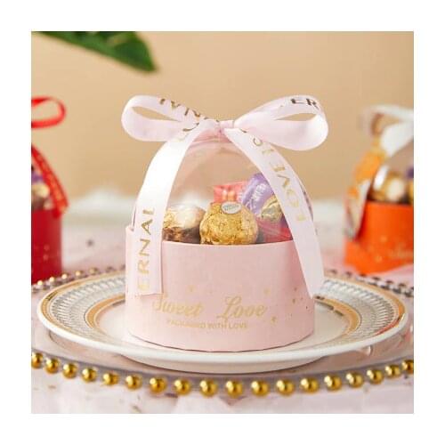 10pcs Plastic Candy Gift Boxes Lovely round Candy Box Organizer Chocolate Container Wedding Birthday Baby Shower Decor