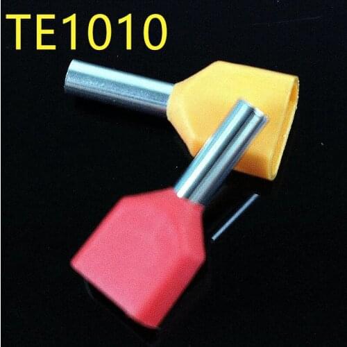 1000pcs TE1010 Wire Ferrules End Sleeve Double Cord End Terminal Copper Insulated Crimp Splice Terminal connector for two wires