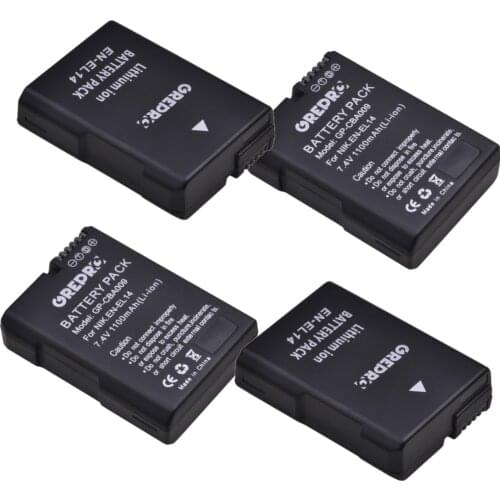 4Pcs 1100mAh EN-EL14 EN EL14 EL14A Battery+ Type-C LED Charger for Nikon EN-EL14A D3500 D3400 D3200 D3100 P7800 P7700 P7000