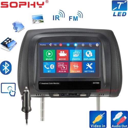 7 Inches Car Screen Headrest Monitor Rear Seat Entertainment Bluetooth MP4 MP5 Touch Screen Panel SH7068-P5