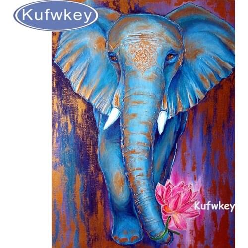 Diy Diamond Painting Elephant with Lotus Cross Stitch Mosaic Kits Needlework Painting Square Diamond Embroidery Home Decoration