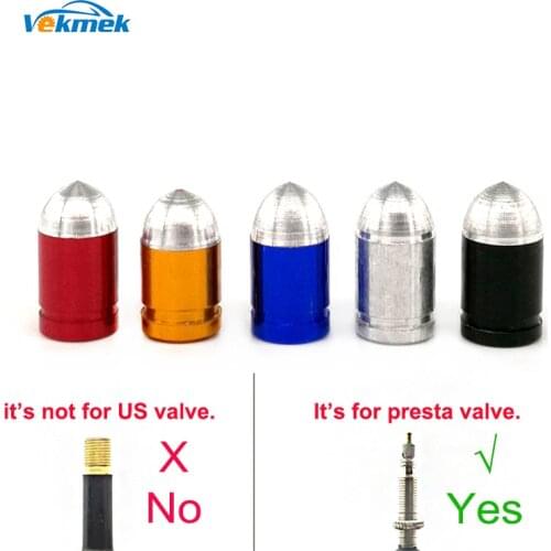 2pcs Aluminum Presta Tire Valve Caps for Bike Bullet Tyre Valve Covers Alloy Valve Stem Caps for French Type Valve Styling Parts