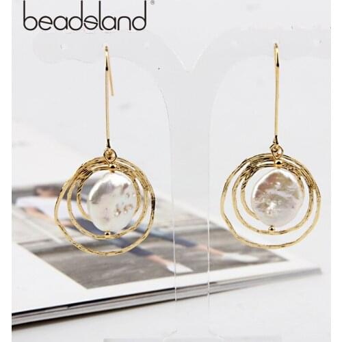 Beadsland Drop Earrings Freshwater Pearls Gilding Circles Fashion Hyperbole For Woman Girl Party Festival Hot Sell Gift 40062