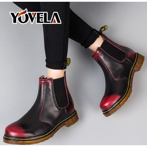 Chelsea Boots Italy Handmade women Non-slip Autumn Winter Ankle Boots Lovers Fashion Leather Casual Boots women Winter Shoes 34