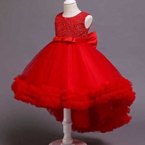 Embroidered dress New girls graduation ceremony Birthday Party Jacquard Dress childrens Beaded tuxedo Princess Party