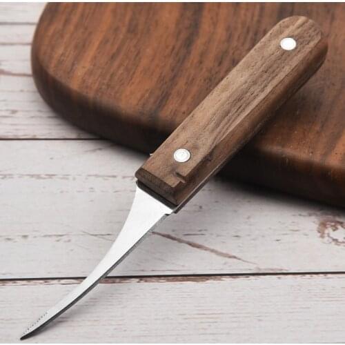 Shrimp Deveiner Tool Shrimp Cleaner Knife Stainless Steel with Wooden Handle for Prawn Shelling Line Knife, Outer Shell Peeler
