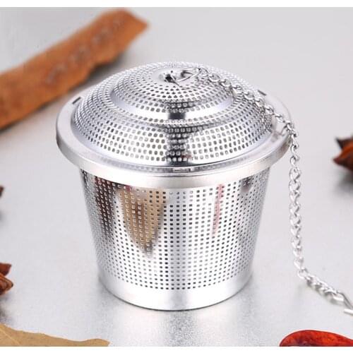 Stainless Steel Loose Tea Leaf Brewing Basket Filter Holder Infuser with Chain Tea Leaf Brewing Basket Filter Holder Infuser wit