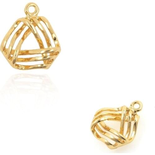 Matte Gold-Plated Small Triangle Pendant Gold Triangle Necklace Layered Hollow Pendant DIY Jewelry Accessories